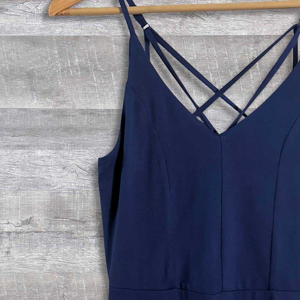 Market & Spruce Alisha Strappy Back V-Neck Jersey Knit Maxi Dress Womens S Navy - Picture 3 of 8